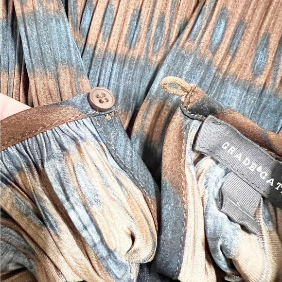 Grade & Gather Womens Cocoa Brown Navy Pleated Plaid Print Tunic Dress Size S - Picture 5 of 8